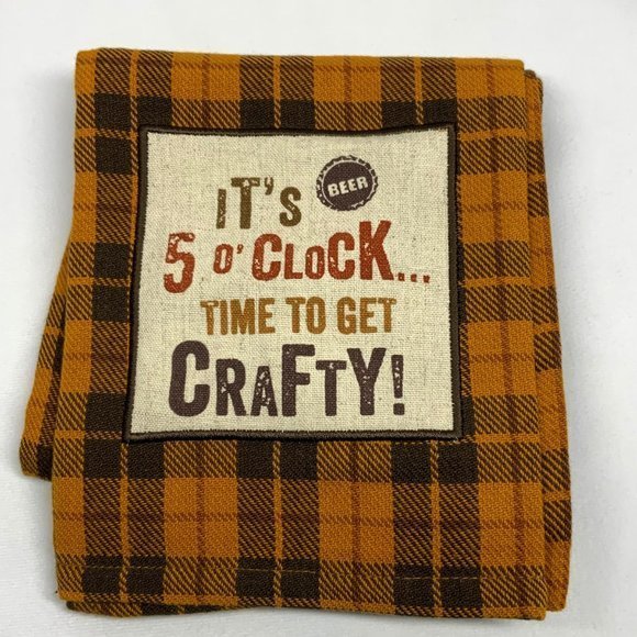 NWT! Beer themed‎ Tea Kitchen Hand Towel 5 o clock time to get crafty brown - Picture 2 of 9